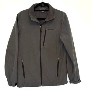 Eddie‎ Bauer Men's Jacket, Gray, Fleece Lined/Soft Shell, Full Zip, Size: Small